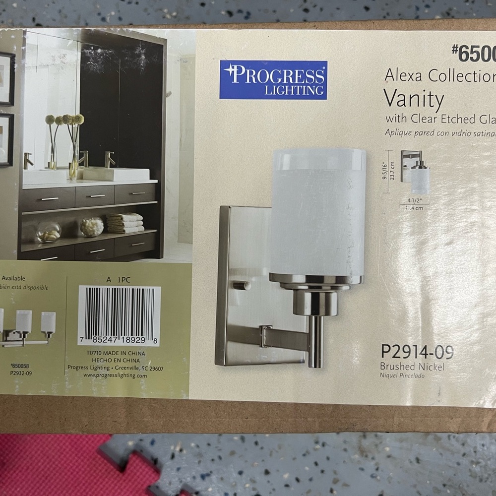 Progress Lighting Vanity Light with Clear Etched Glass